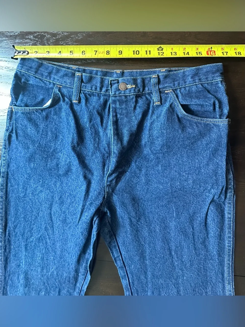 Vtg 70s 80s Rustler Mens Jeans 38x30 USA Made Talon 42 Zip Dark Denim Workwear⁠